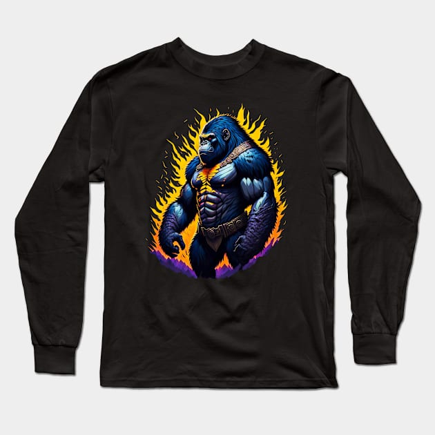 Warrior Gorilla Long Sleeve T-Shirt by nnorbi